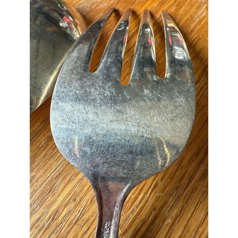 Royal Saxony Silverplate‎ Serving Spoon Fork Set 1935 Unpolished